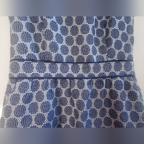 Skies Are Blue Woven Dots Dress Navy White Texture WOM SZ8 Zip Back Waist Accent - Picture 7 of 15